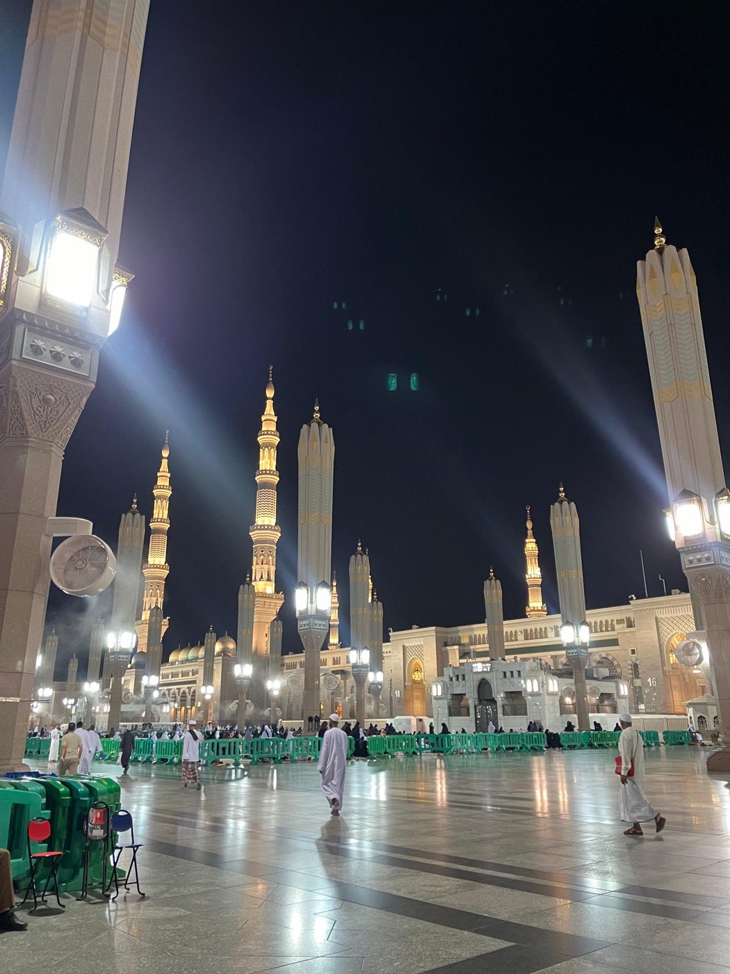 The Prophet's Mosque in Madinah at night